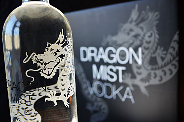 Dragon Mist Vodka bottle and case packaging